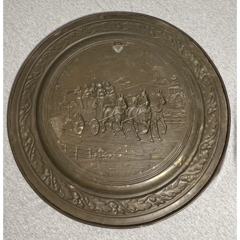 Vintage English Brass Charger Plate 23